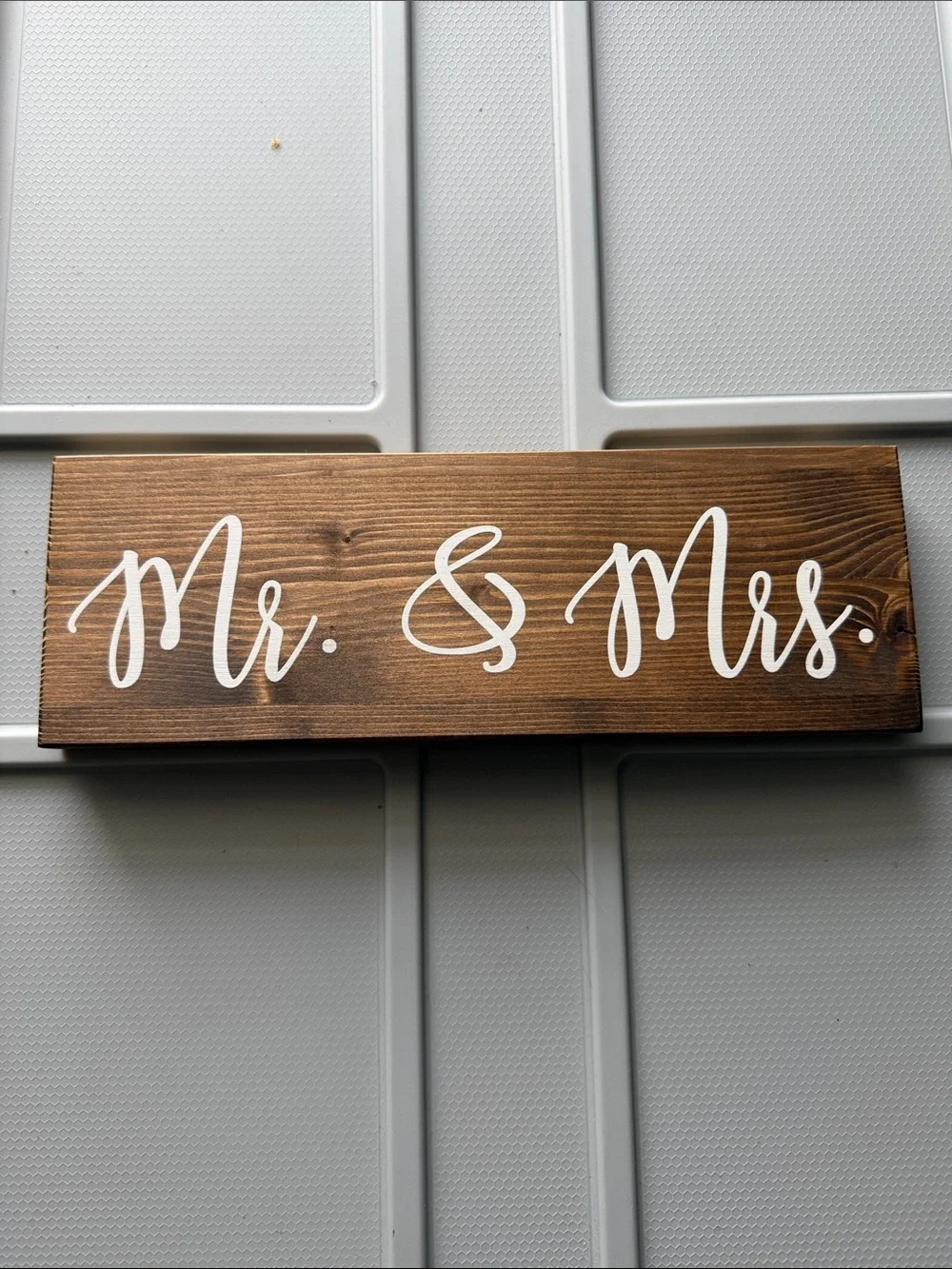 Mr. & Mrs. Wooden Wall Sign - White on Brown
